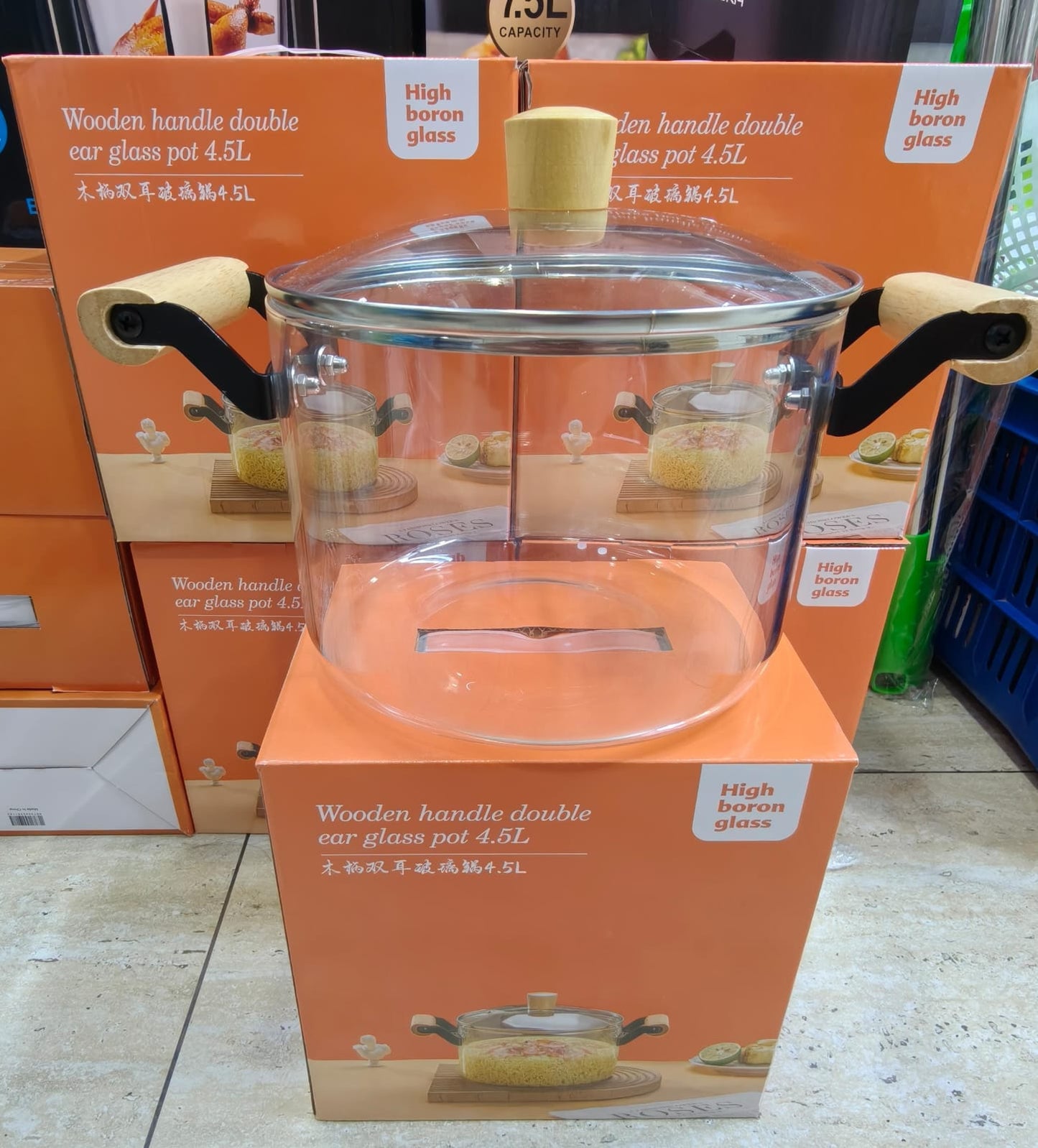 OLLA DE VIDRIO BOROCILICATO DE 4.5L
