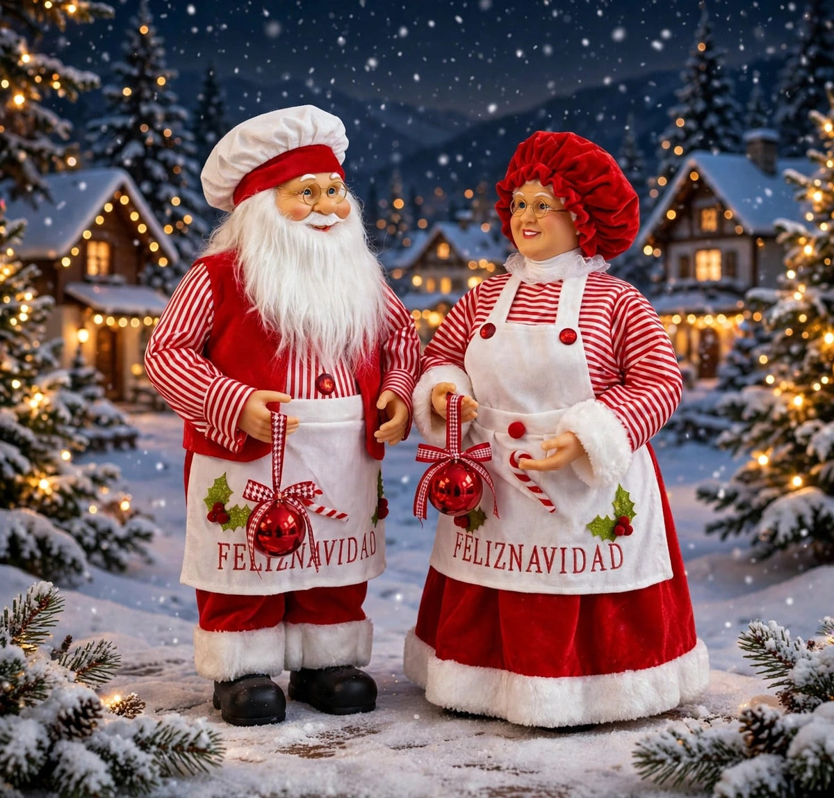 PAPÁ NOEL Y MAMÁ NOELA COCINEROS 60 CM