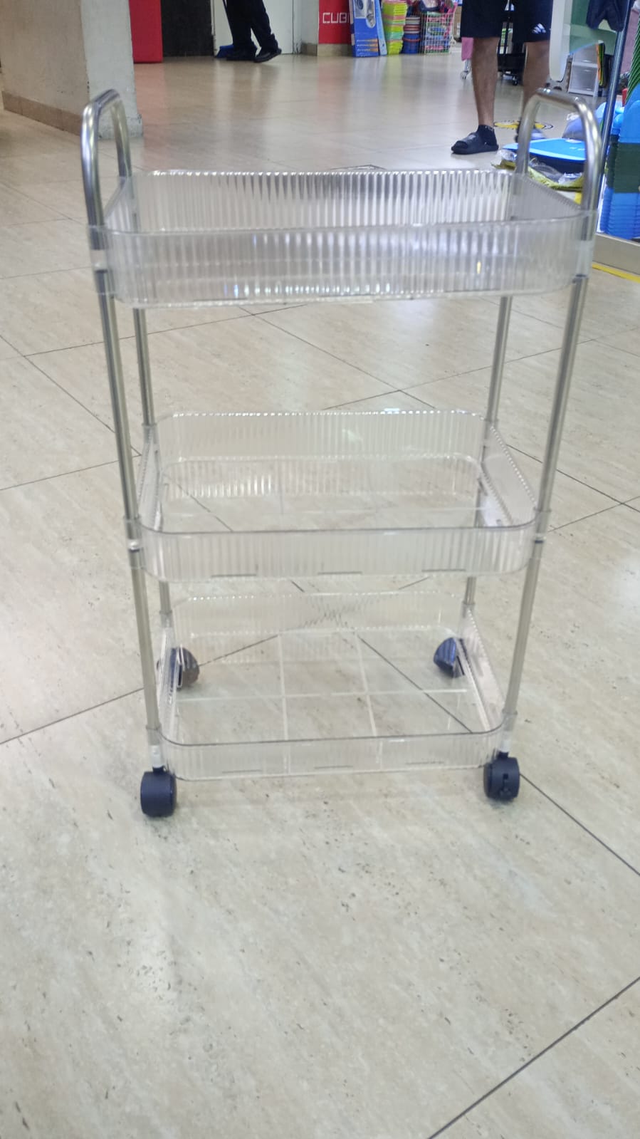 CARRITO DE 3 NIVELES CON RUEDA ACRILICO MULTIFUNCIONAL