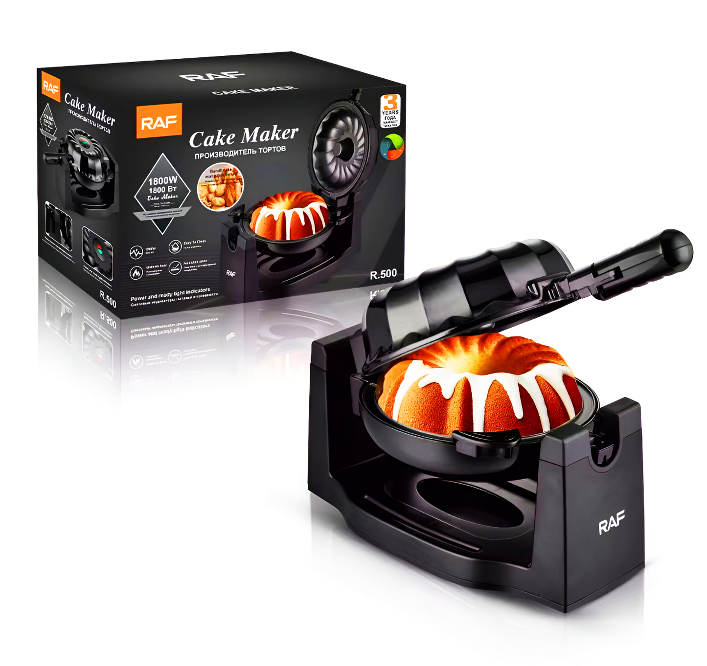MÁQUINA ELÉCTRICA PARA HACER PASTELES & QUEQUES RAF R.500 | 1800W – ANTIADHERENTE