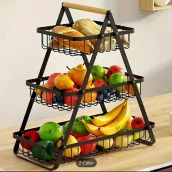 Relaxdays Frutero De 3 Pisos, Cesta Para Frutas Cocina De Pie, Verduras