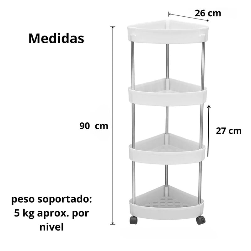 ESQUINERO 4 NIV CON RUEDAS MULTIFUNCIONAL