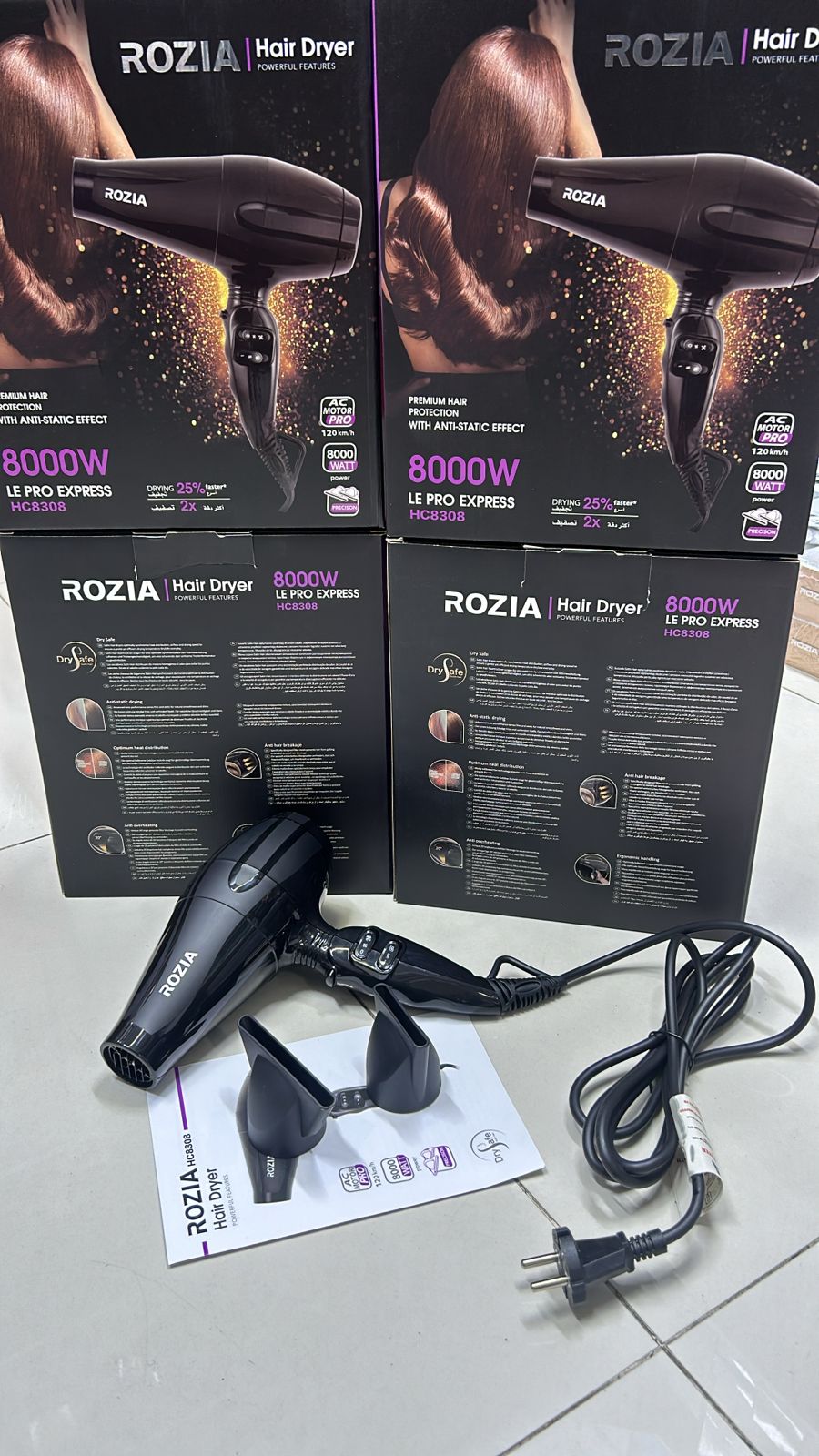 SECADORA DE CABELLO ROZIA 8000W