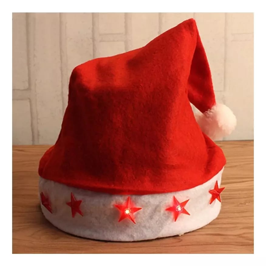 GORRO NAVIDEÑO CON LUZ LED A PILA