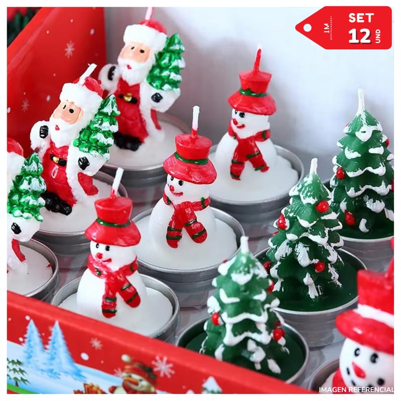 VELAS DECORATIVA NAVIDEÑA X12