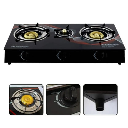 COCINA A GAS DE 3 HORNILLAS CON VIDRIO TEMPLADO