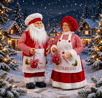 PAPÁ NOEL Y MAMÁ NOELA COCINEROS 60 CM