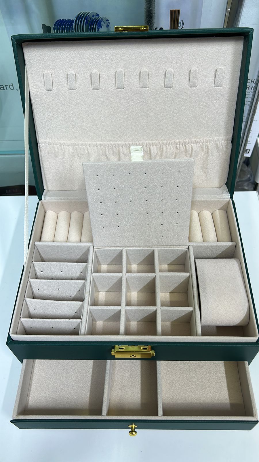 JOYERO DE 2 NIVELES CON LLAVE 1 CAJON