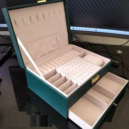 JOYERO DE 2 NIVELES CON LLAVE 1 CAJON
