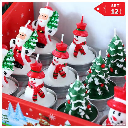 VELAS DECORATIVA NAVIDEÑA X12
