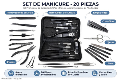 SET DE MANICURE Y PEDICURE DE 18 PIEZAS CON ESTUCHE
