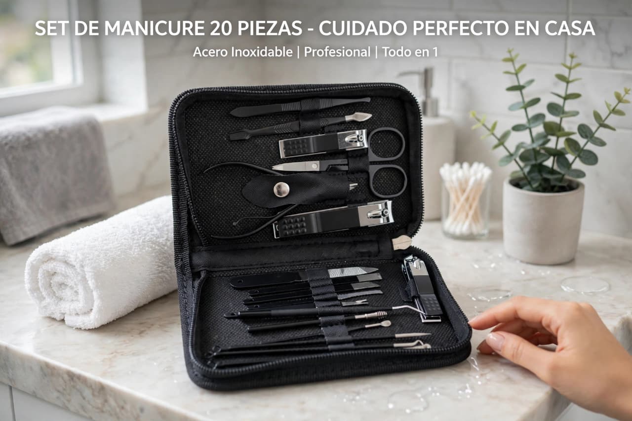 SET DE MANICURE Y PEDICURE DE 18 PIEZAS CON ESTUCHE