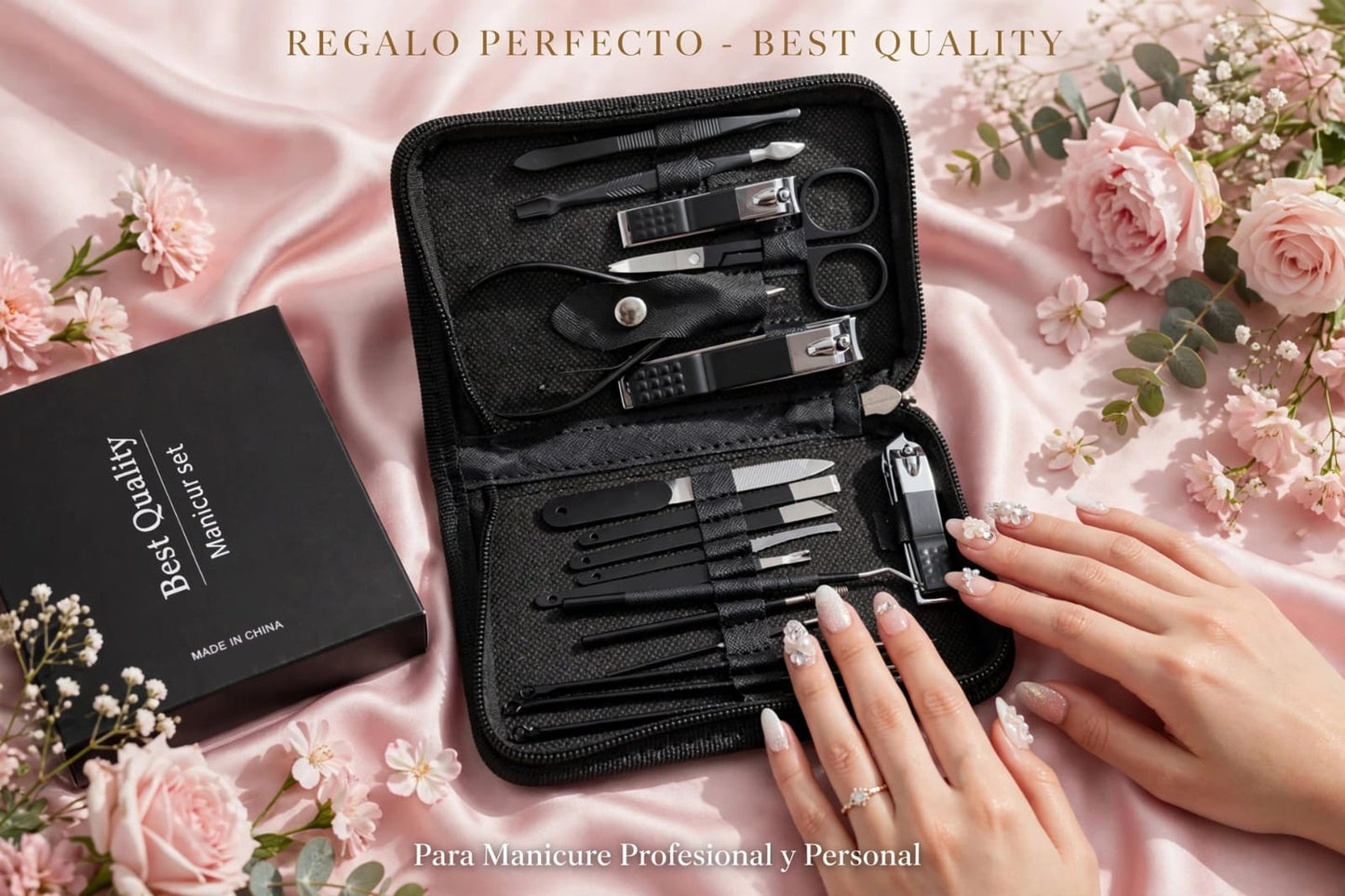 SET DE MANICURE Y PEDICURE DE 18 PIEZAS CON ESTUCHE