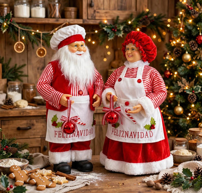 PAPÁ NOEL Y MAMÁ NOELA COCINEROS 60 CM
