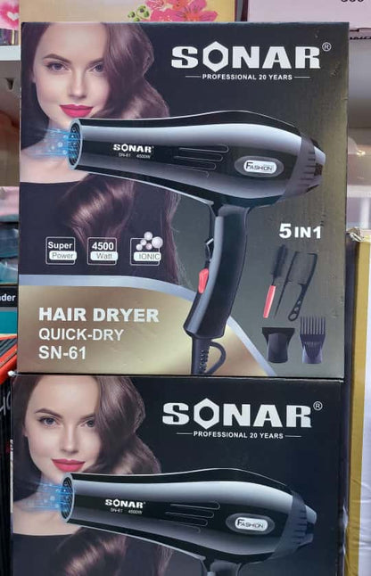 SECADORA DE CABELLO SONAR 5EN1 DE 4500W SN-61