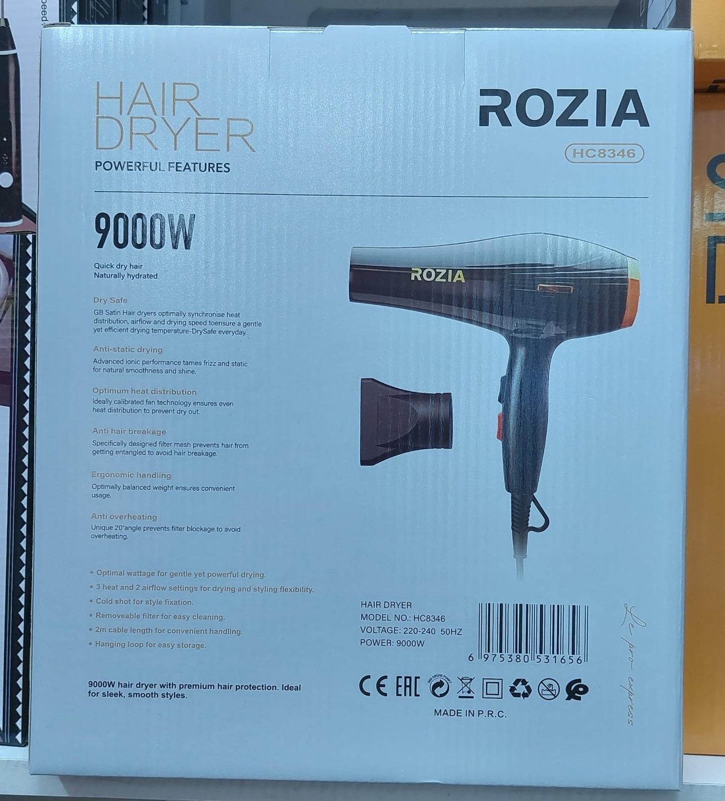 SECADORA DE CABELLO DE 9000W LIBIANA HC8346