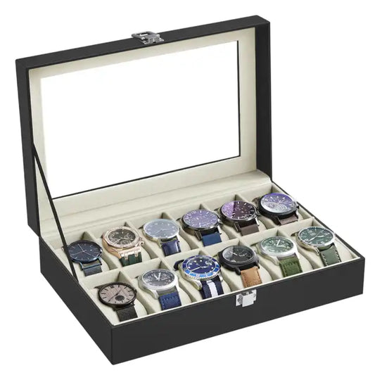 JOYERO PORTA RELOJ DE 12 COMPARTIMENTOS