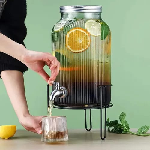 Dispensador de agua borosilicato 5.5L con caño antigoteo