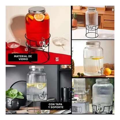 Dispensador de agua borosilicato 5.5L - múltiples vistas