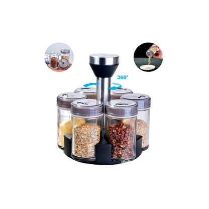 CONDIMENTERO GIRATORIO x6PCS DE VIDRIO COD OT-020