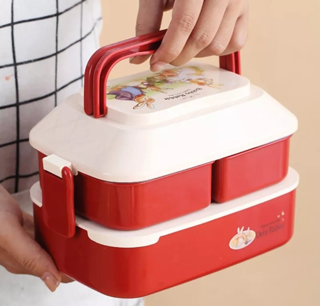 Fiambrera portátil Kawaii para niños y niñas, caja de plástico para Picnic,  Bento, microondas, con compartimentos, contenedores de almacenamiento